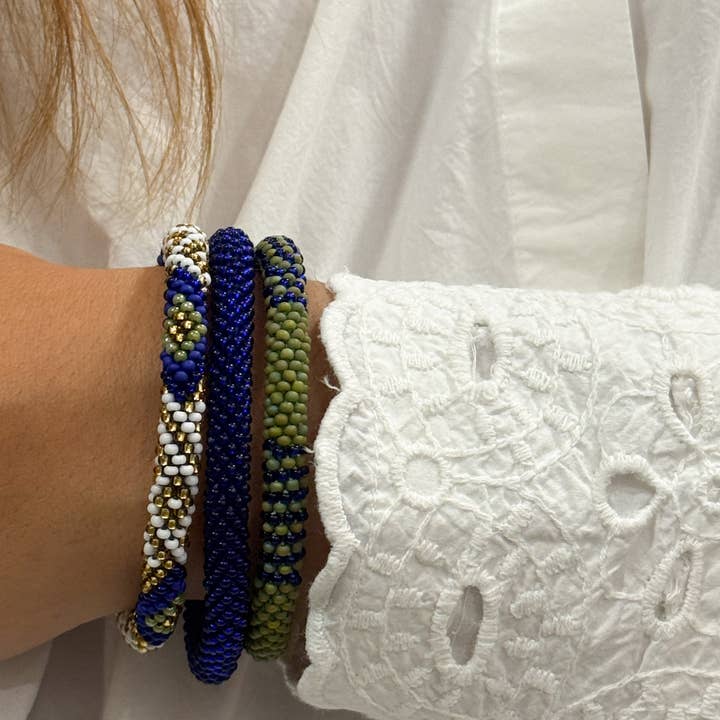 MAISON KIZO - Wholesale Beaded bracelet - Nepalese Bracelet Khaki and Blue by Maison Kizo B531