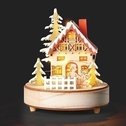 Musical Lighted House with Snowman; Wood for wholesale by Roman