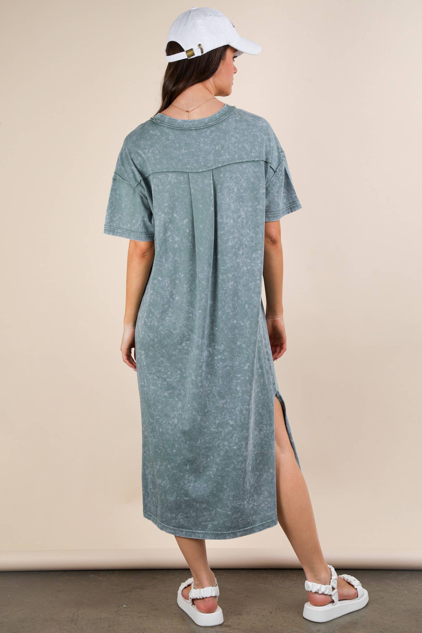 VERY J - Vente Robe – femme - Robe midi décontractée confortable lavée minérale26