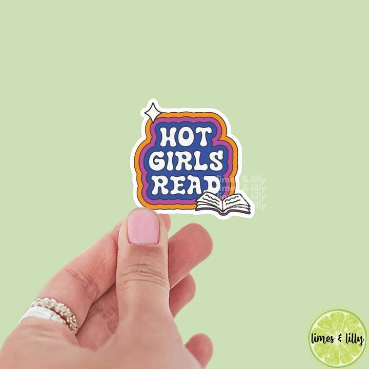 Hot Girls Read Books Retro Quote Vinyl Sticker | Kindle Stickers | Bookish Stickers | Bookish Sticker | Sticker Quote for wholesale by Limes & Lilly