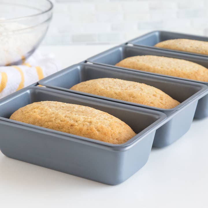 Fox Run Brands - Vente Moules à pain - Moule à pain Fox Run Linked, lot de 4, gris, 6,5 pouces x 14,5 pouces x 2 pouces2