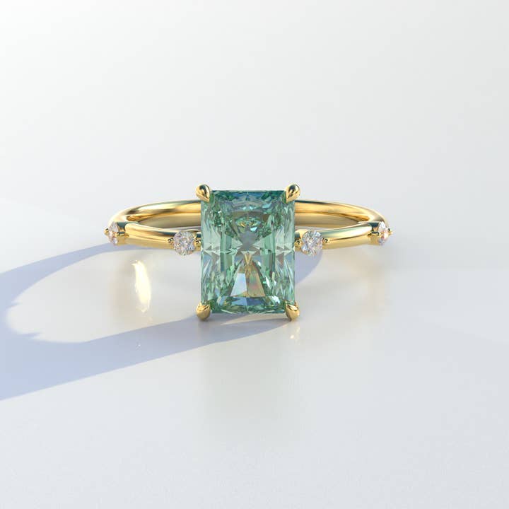 2 Karat Radiant-Schliff-Labordiamant mit Pave-Akzenten Verlobungsring - Gloria für den Großhandel von Mohana Jewels - Luxury