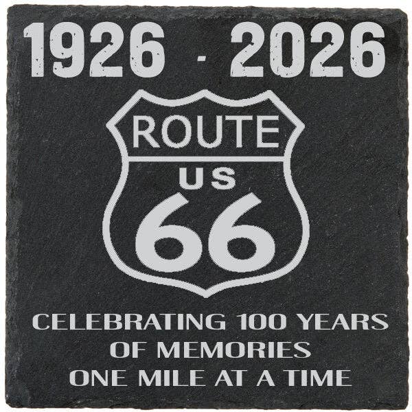 Route 66 Coaster, Slate Coaster, Route 66 Logo, Laser Engraved, Route 66 Centennial for wholesale by DK LaserWorx
