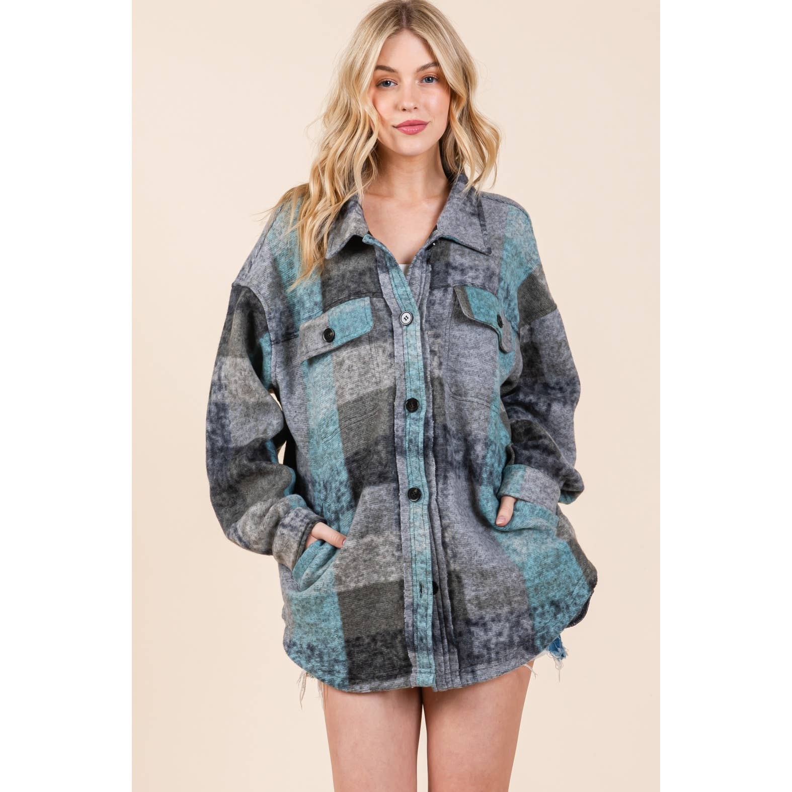 Mapcie - Wholesale Jacket - Women's - MULTI PLAID SHACKET WITH POCKETS13