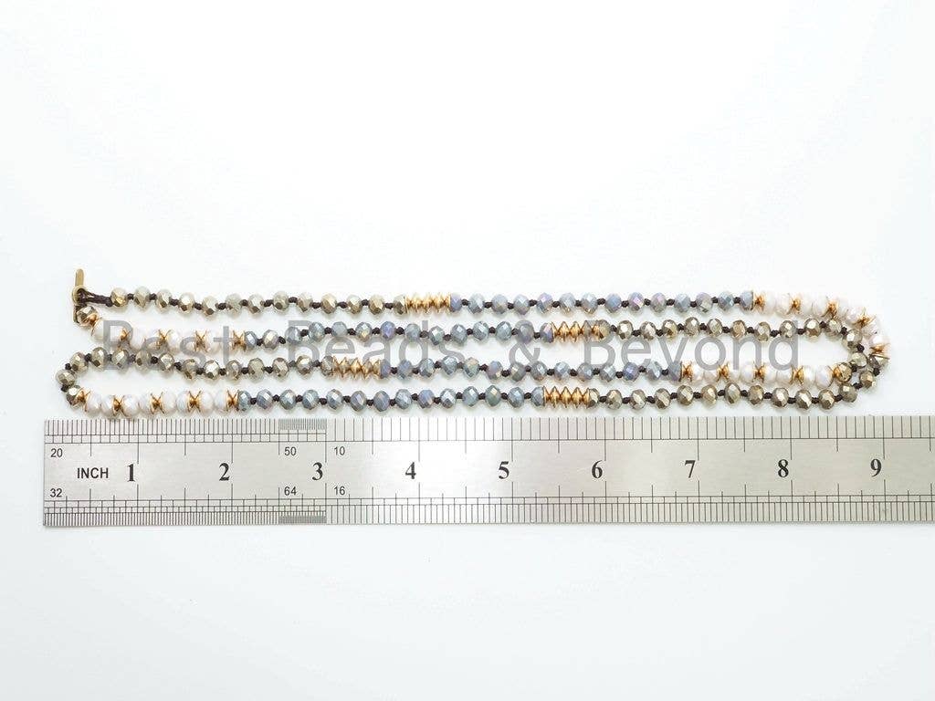 BestBeads&Beyond - Wholesale Beaded/Pearl Necklace - 36" Long Hand Knotted Multi Color Crystal Necklace, sku #D302