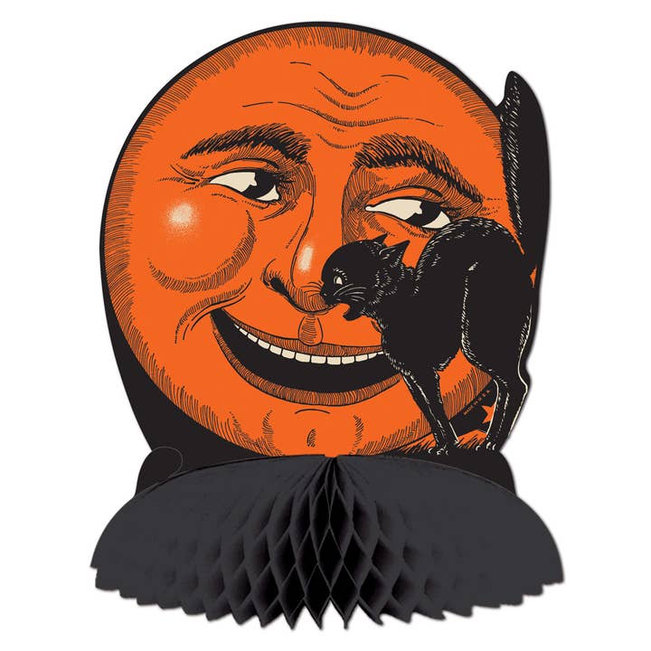 Beistle - Wholesale Decorative tabletop object - Vintage Halloween Tissue Paper Cat & Moon Centerpiece 9 3/4"