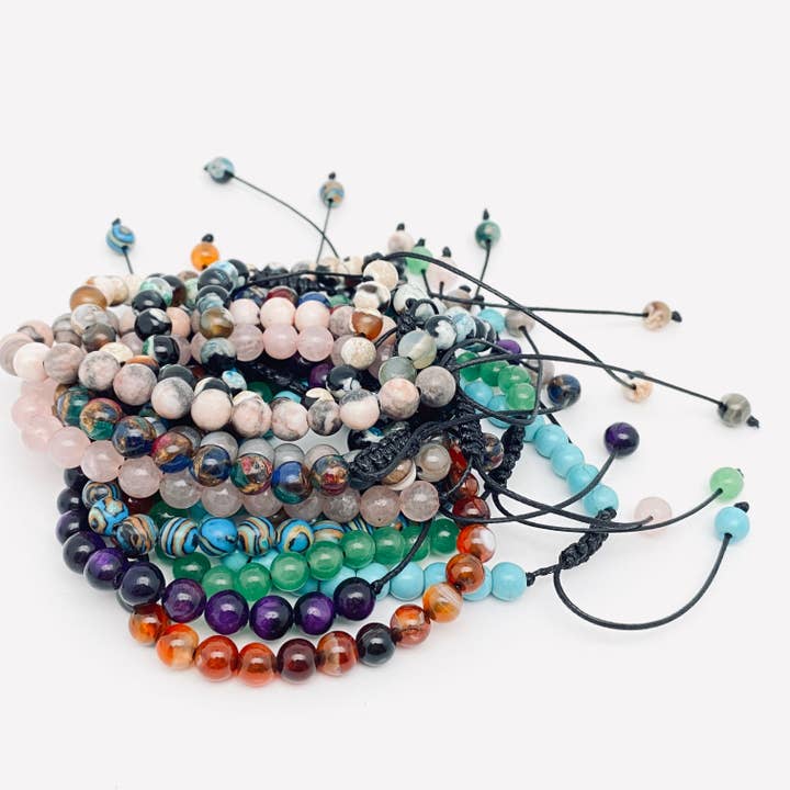 Mio Queena – wholesale Beaded bracelet – 6mm Natural Stone Hand Woven Stretch Bracelets36