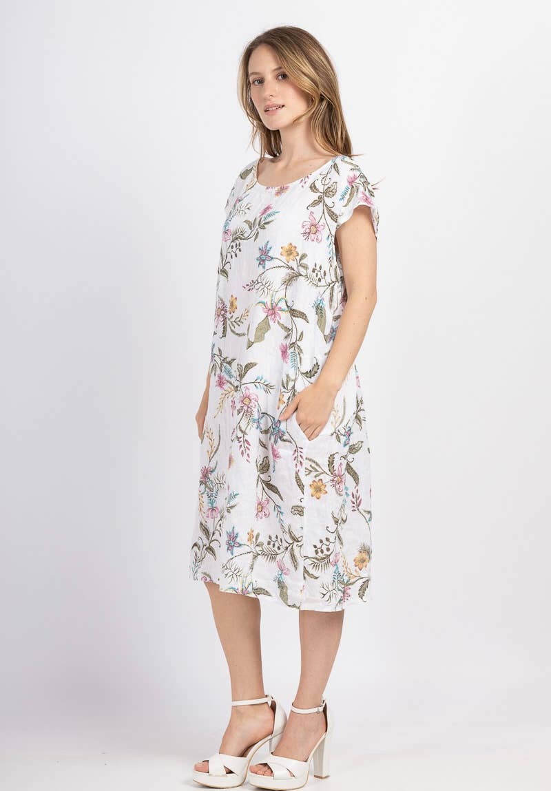 LINEN & COTTON HOUSE - Wholesale Dress - Women's - 53189 FLOWER DRESS1