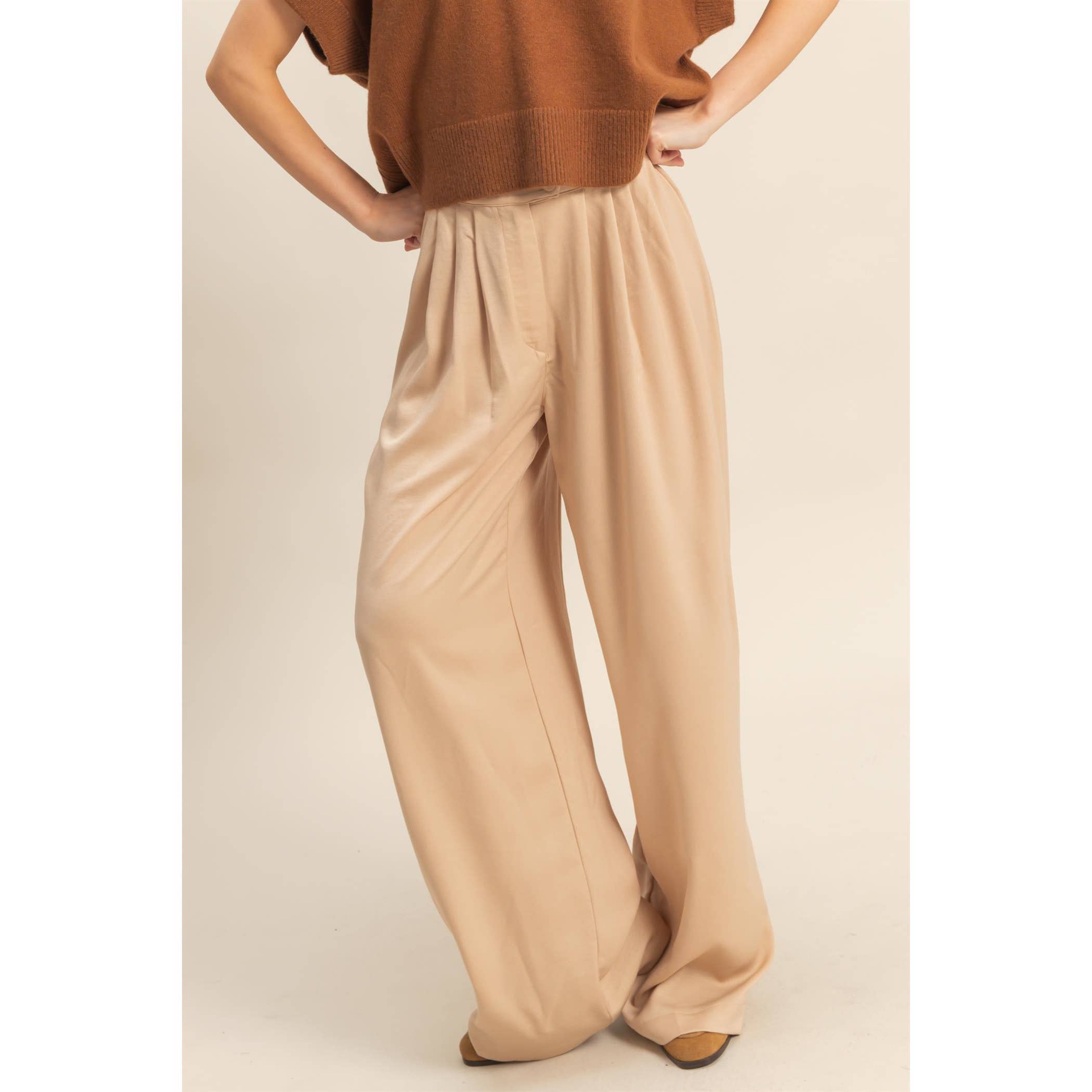 HYFVE - Wholesale Broek - Dames - Wijde Palazzo Broek Met Plooidetail0