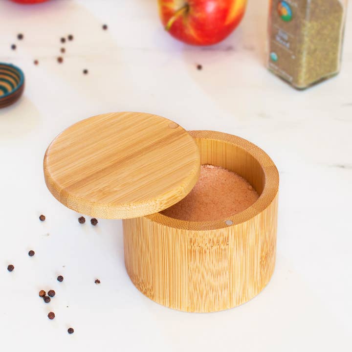 Totally Bamboo - Wholesale Food Storage Container - Salt Cellar Spice Storage Box with Magnetic Swivel Lid