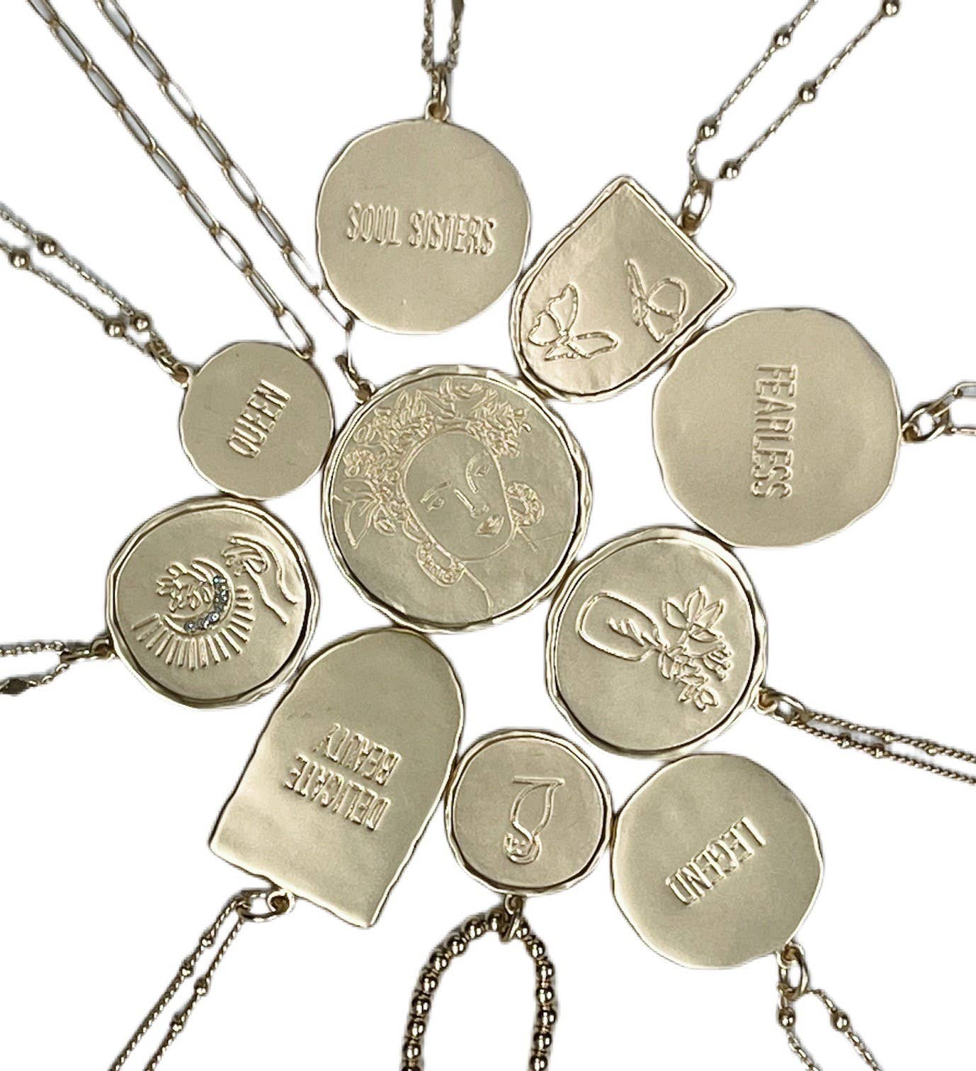 Gold La Déesse Collection Bia “FEARLESS” Reversible Necklace for wholesale on Faire2