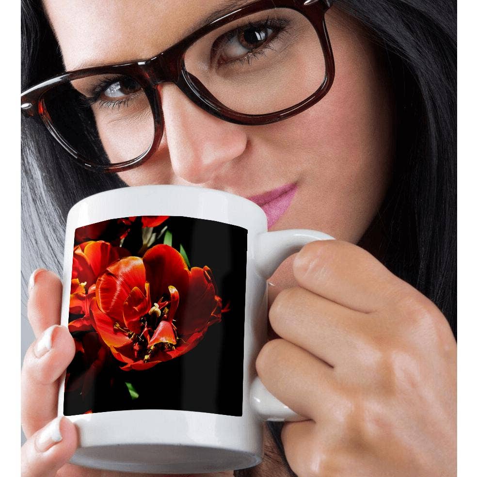 3dRose – wholesale Coffee mug – 3dRose, Closeup view of a red tulip bulb full of tiny maple tree flowers, Mug9