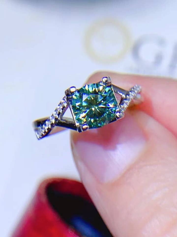 1 Carat Moissanite Platinum Over Pure Sterling Silver Ring for wholesale by Sparkala