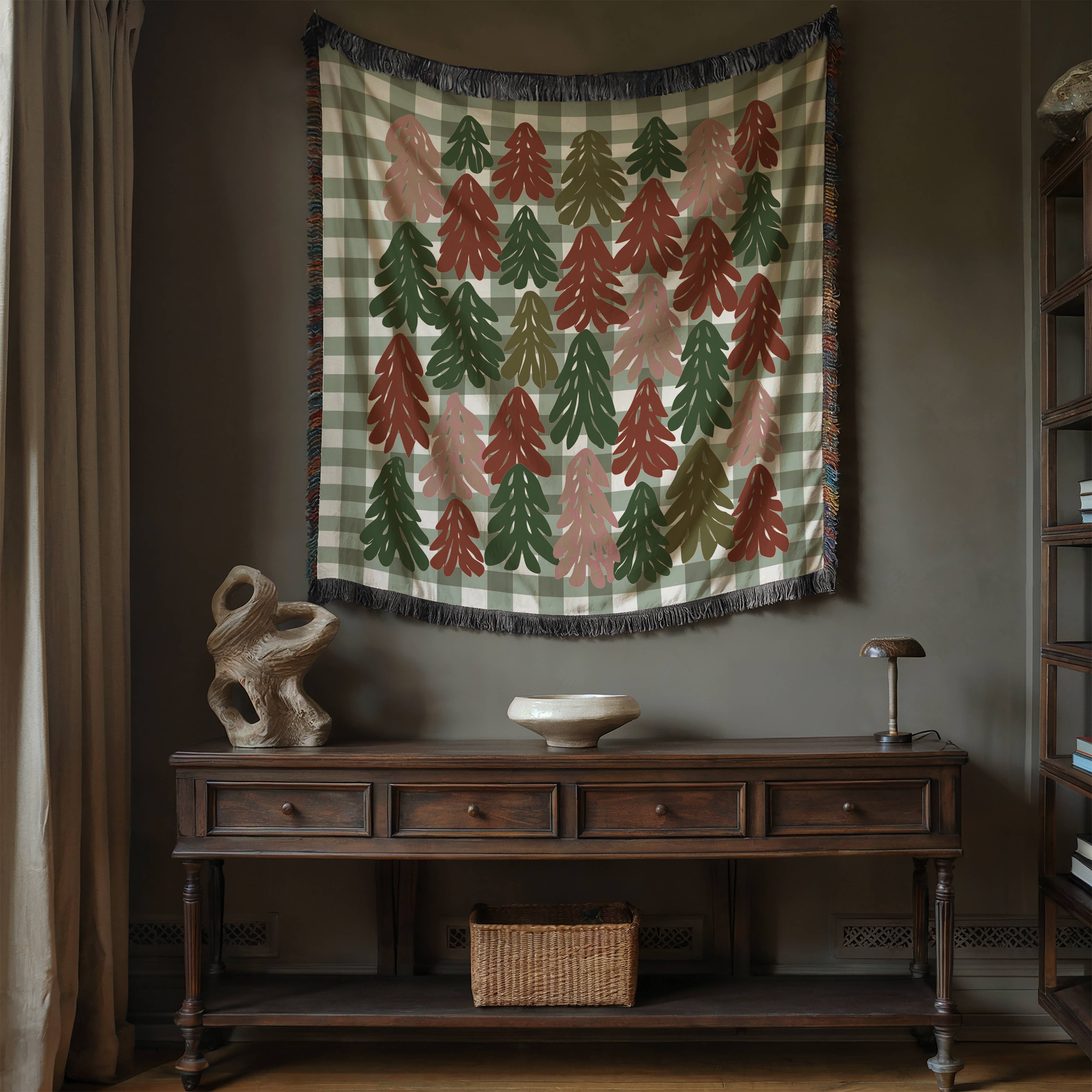 CasaIuliia - Wholesale Throw Blanket - Sage Green Gingham Blanket – Cozy Christmas Jacquard Throw6