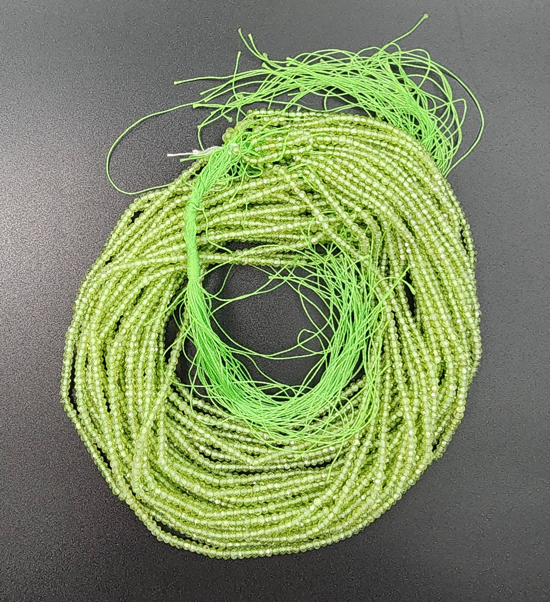 Beads Creation - Wholesale Beads - Green Peridot 3x2mm Faceted Round BeadsGemstone PRP661#042