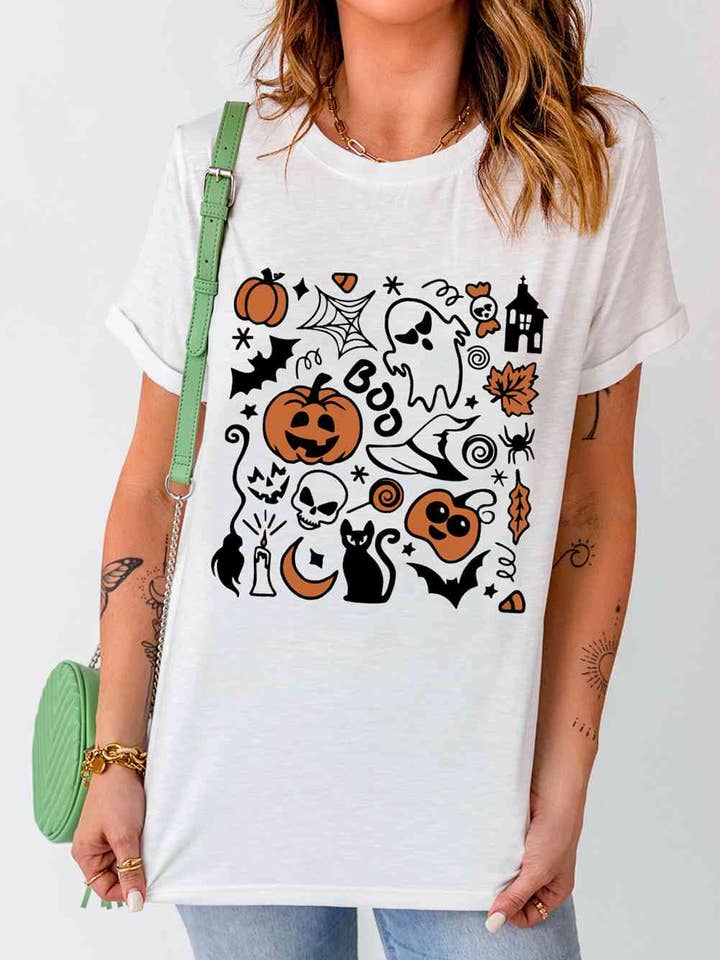 Halloween Graphic Short Sleeve T-Shirt for wholesale by Fashion Quality Boutik