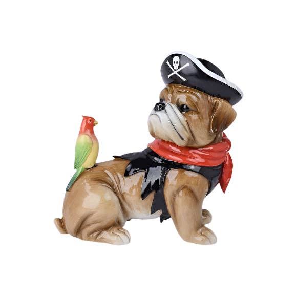 Dunn Deals - Wholesale Decorative Figurine - 18.5" Resin Halloween Costume Pirate Bulldog0