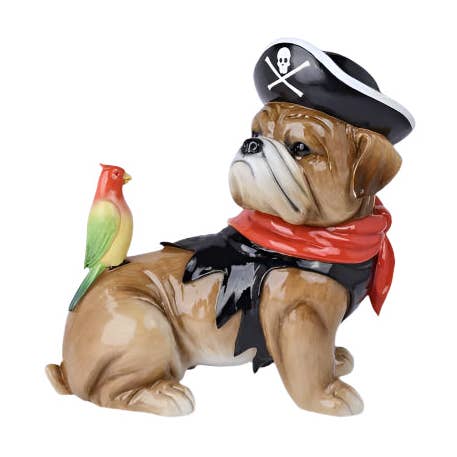 Dunn Deals - Wholesale Decorative Figurine - 18.5" Resin Halloween Costume Pirate Bulldog0
