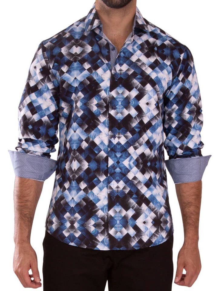 232264 - Marinblå Skjorta med Knappar och Långärmad för wholesale av Bespoke Moda