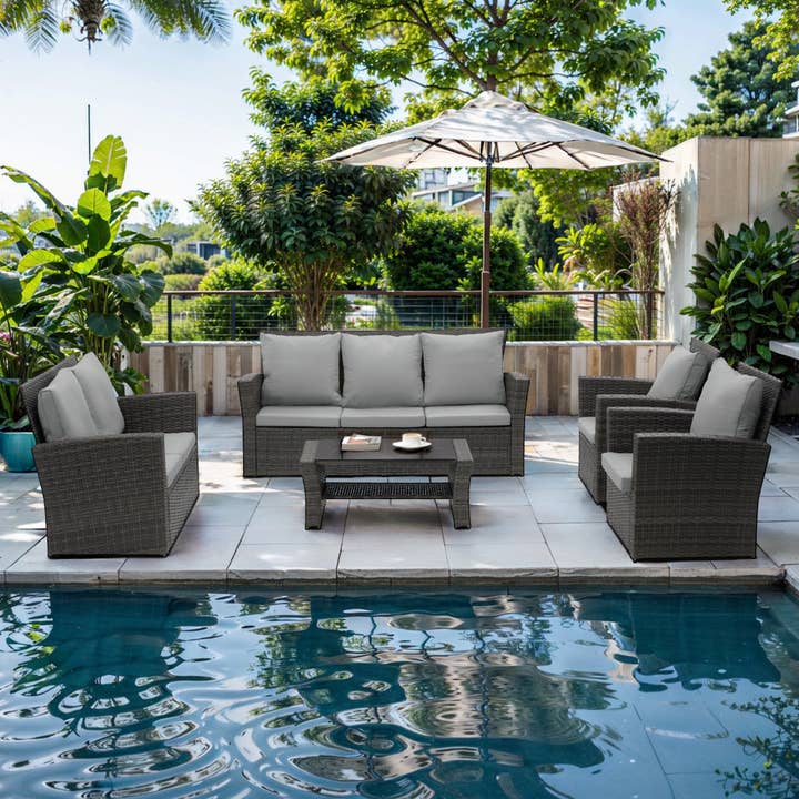 5 Piece Outdoor Patio Furniture Sets, Wicker Sofa Set for wholesale by Heynemo