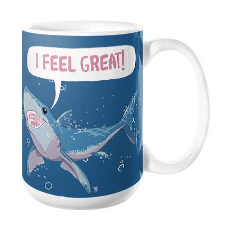 Great White Shark Feels Great! Coffee Mug for wholesale by Sharptooth Snail