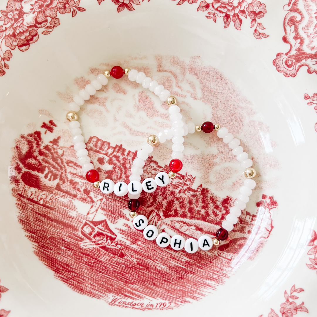 Names For Good - Wholesale Beaded Bracelet - Birthstone Beaded Stretch Bracelet (July, Ruby)5