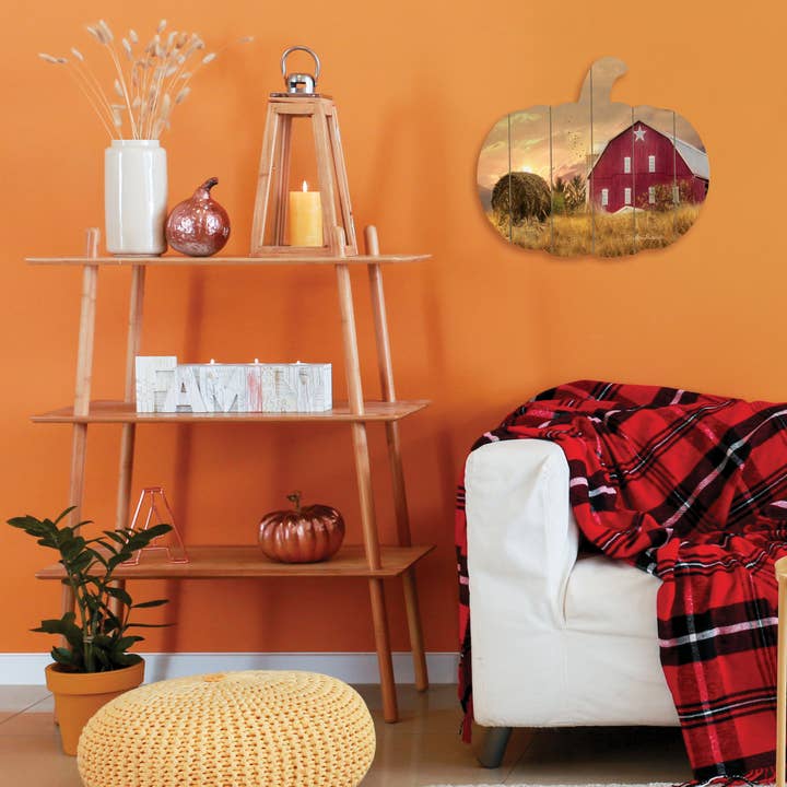 Trendy Decor 4U - Wholesale Wall Accent - "Bedford County Sunset" Printed on Wooden Pumpkin Wall Art2