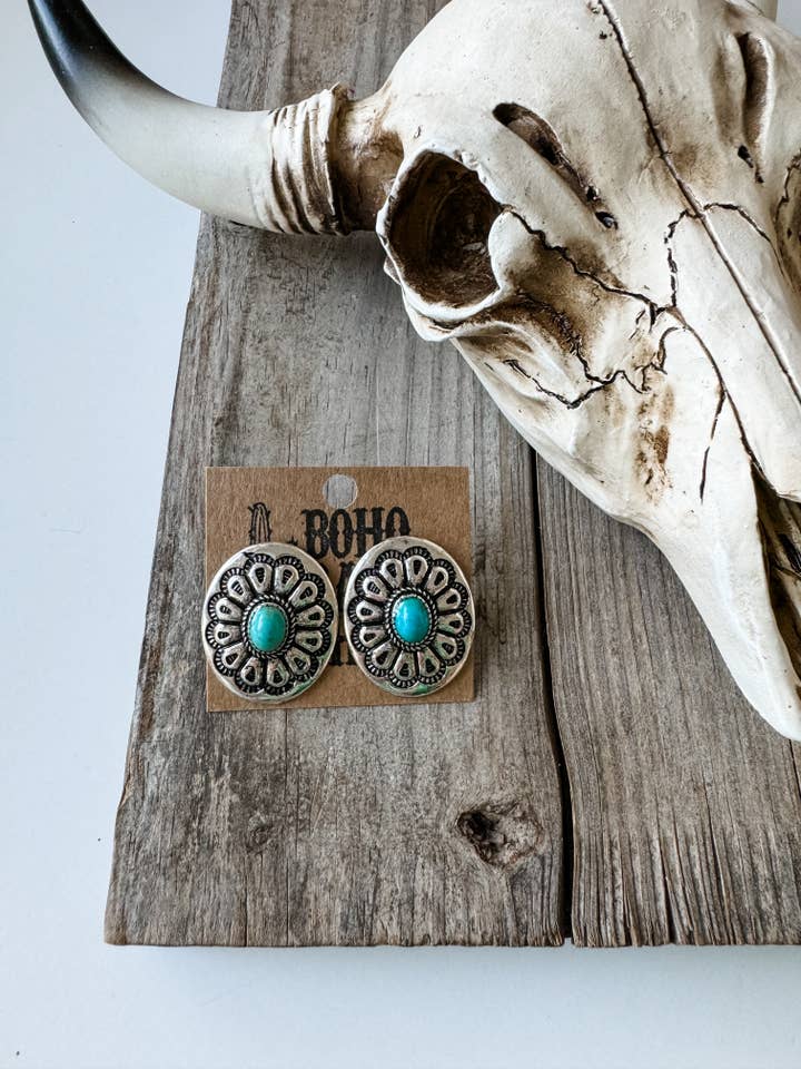 Western Stone Stud Earrings - conch for wholesale by Boho Ranch Shop