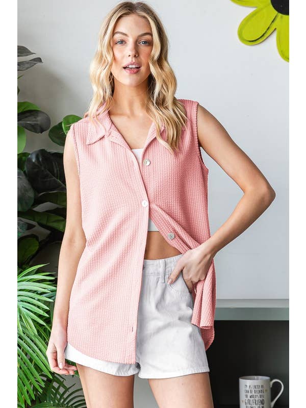 HEIMISH - Wholesale Button Down Shirt - Women's - ET7576-10 SOLID BUTTON DOWN TOP4