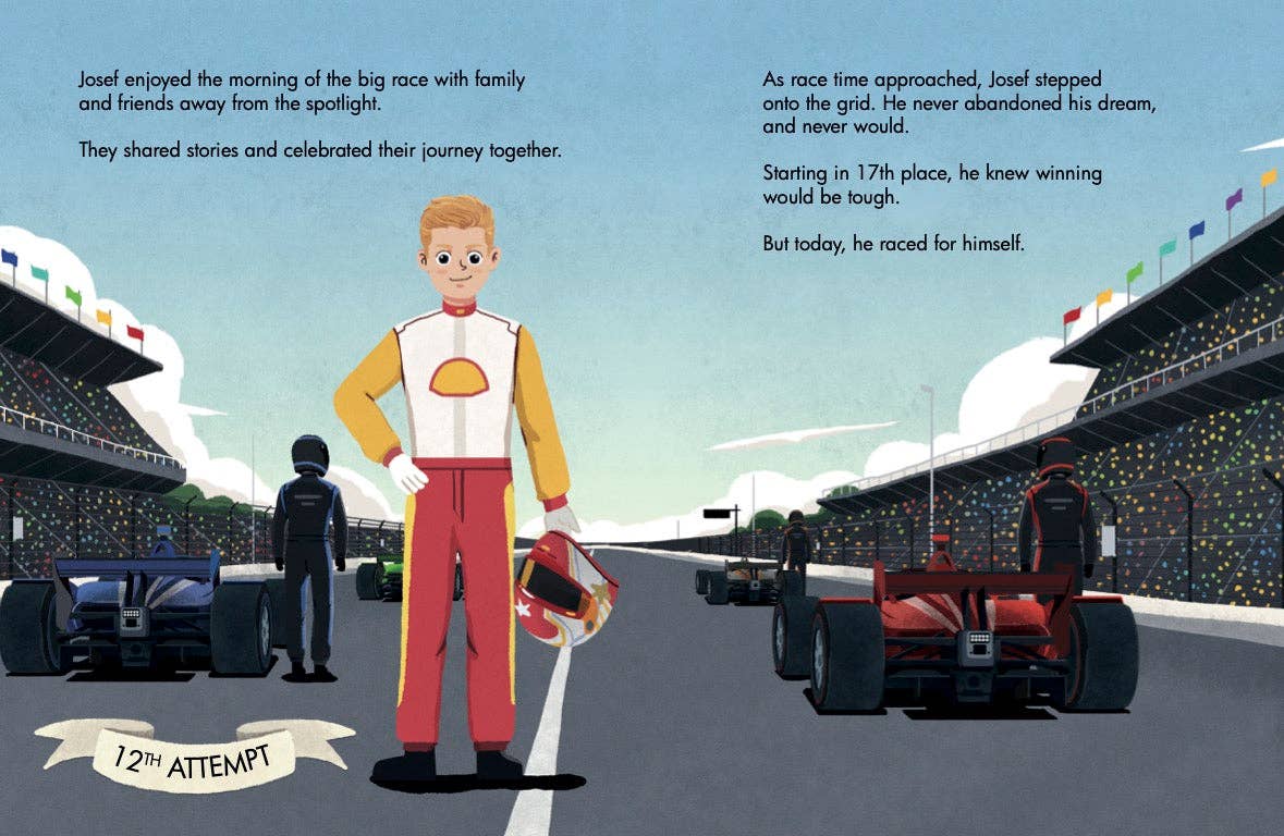 Red Racer Books - Vente Livre pour enfants de maternelle (de 3 à 5 ans) - Le grand rêve de Joseph : une histoire de l'INDY 500 - Livre pour enfants à couverture rigide13