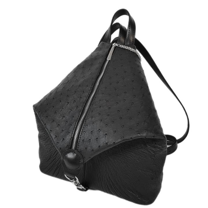 Svart ryggsäck av äkta strutsläder för wholesale av ANKO