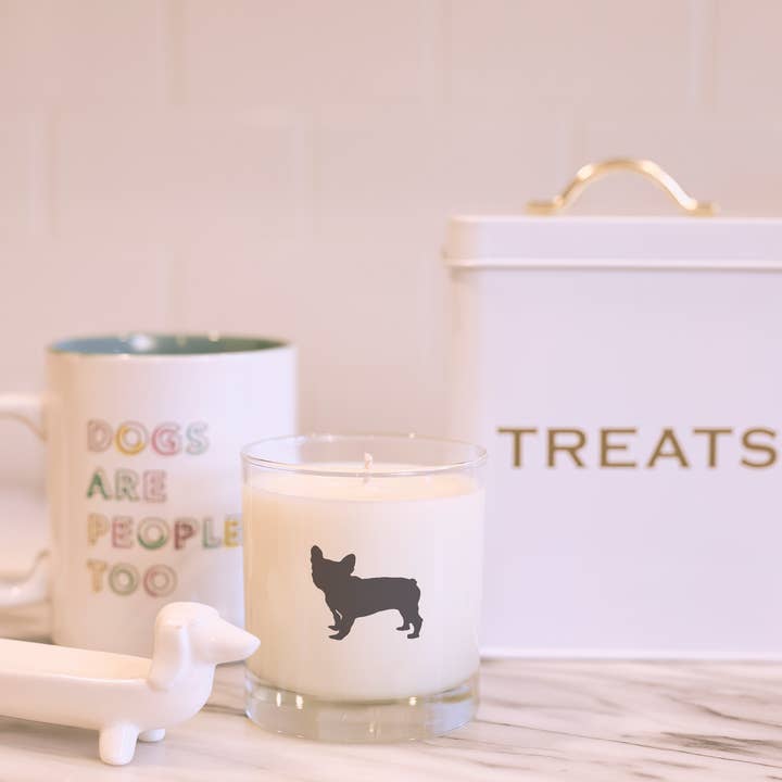 Scripted Fragrance - Wholesale Jar/Filled Candle - French Bulldog Soy Candle in Drinking Glass Two-In-One Gift6