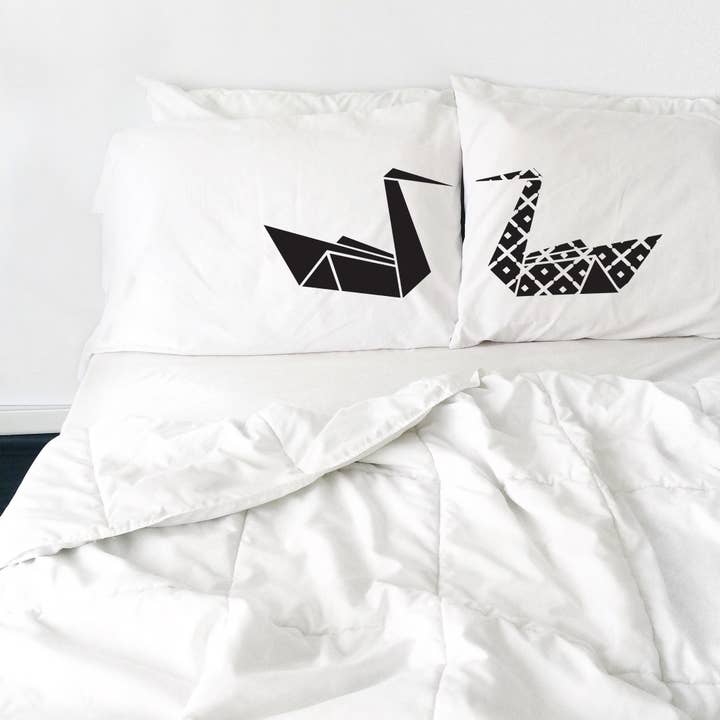 Kissing Origami Swans Couples' Pillowcases for wholesale by Oh, Susannah