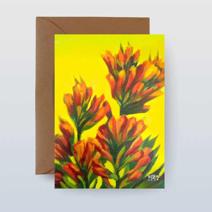 5"x7" Indian Paintbrush Greeting Card with Kraft Envelope for wholesale by Painting the Southwest