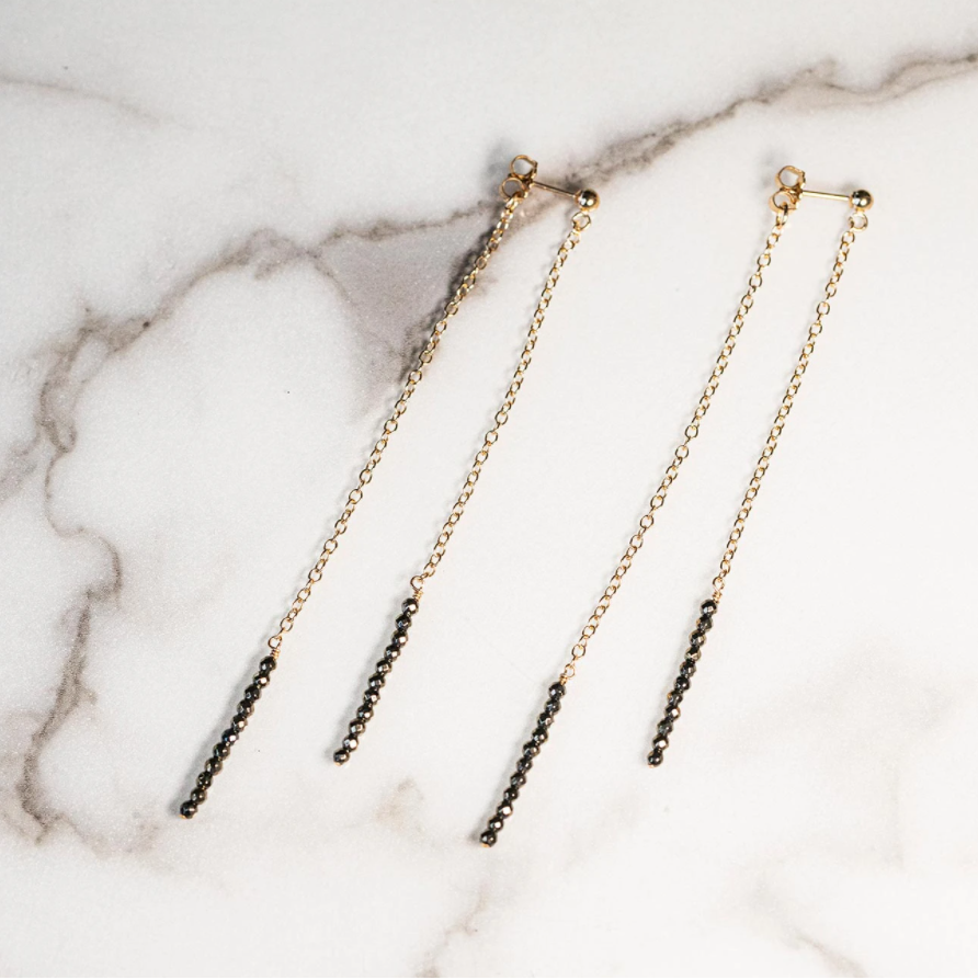 Heather Hawkins - Wholesale Dangle Earrings - Front Back Extra Tiny Gemstone Duster Earrings 14K Gold-Fill2