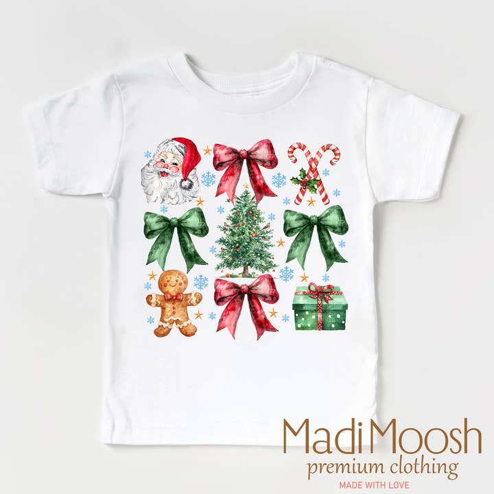 Christmas Bows And Santa Shirt - Christmas Tee for wholesale by Madi Moosh