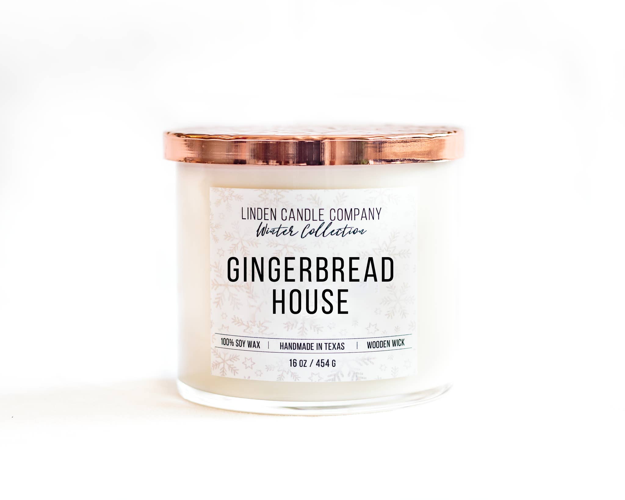 Linden Candle Company - Wholesale Jar/filled candle - Gingerbread House – Holiday Soy Candle with Wood Wick (16oz)