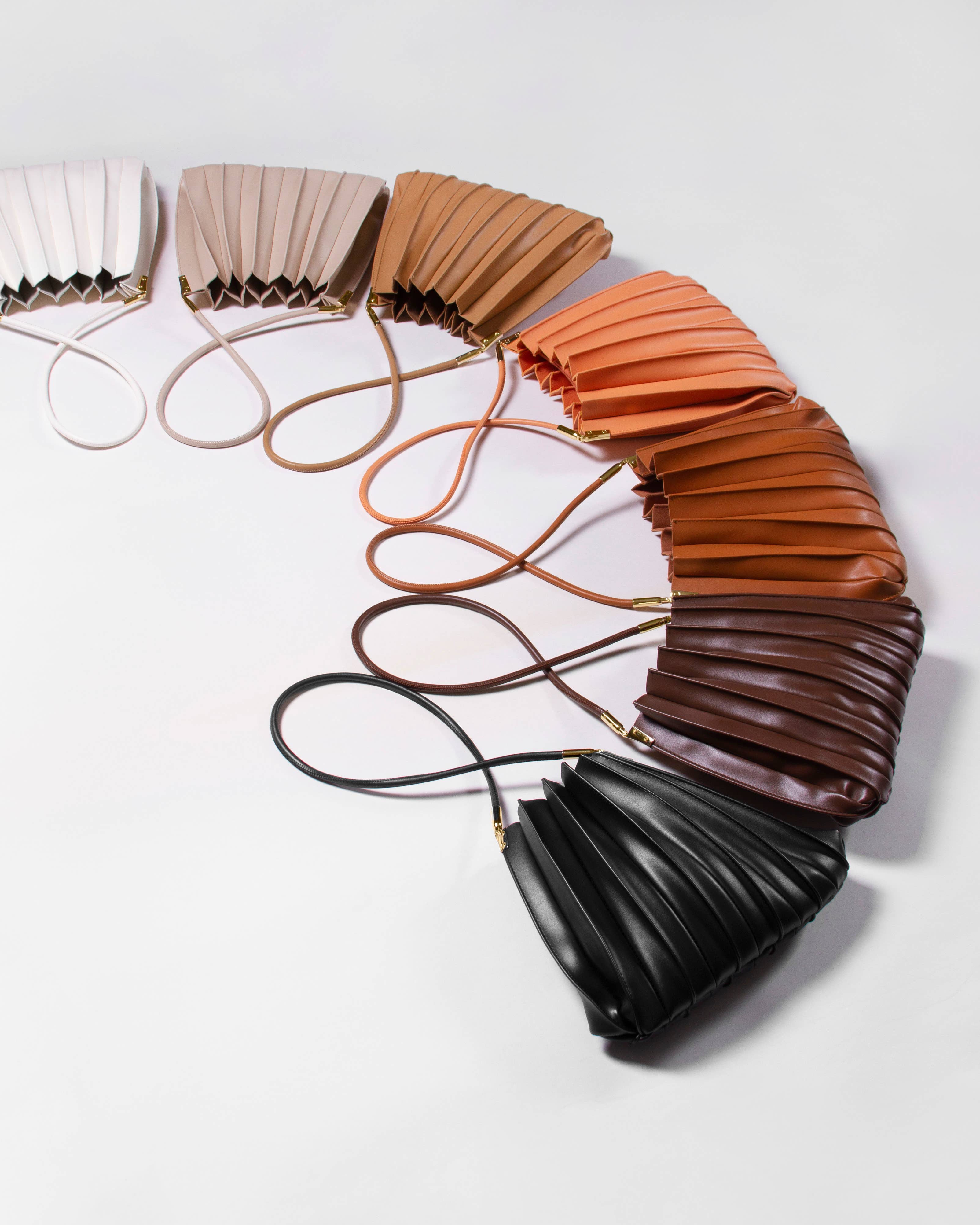 Melie Bianco - Wholesale Shoulder Bag - Women's - Carrie Chocolate Pleated Vegan Shoulder Bag Pre-Order 1/059