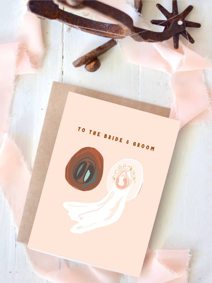 To the Bride and Groom Western Wedding Cowboy Hat Card, Wedd for wholesale by Tirzah Lane Art