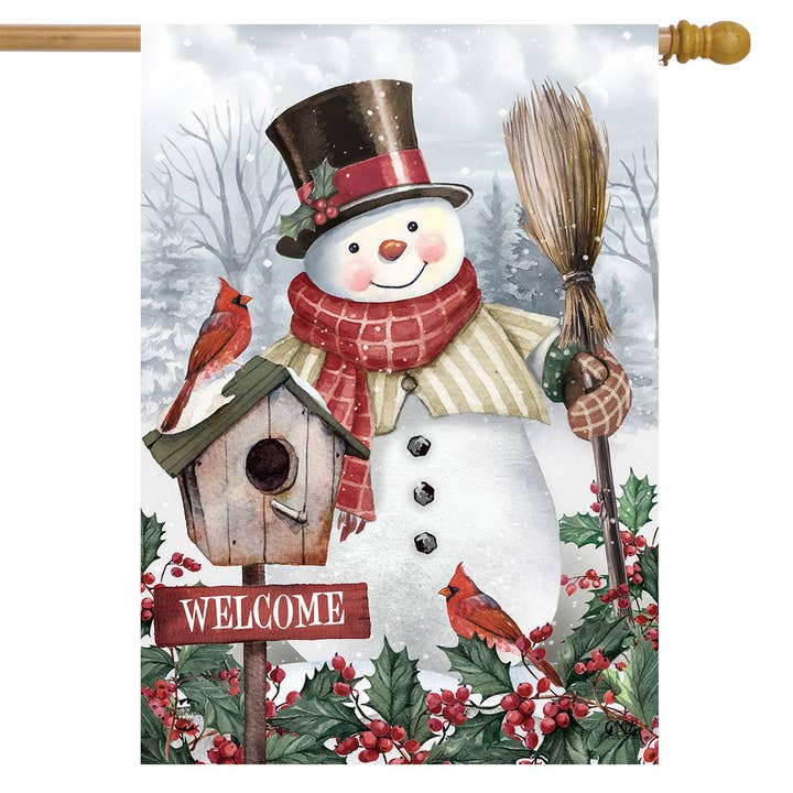 Briarwood Lane - Wholesale Flag - Jolly Snowman Welcome Winter House Flag 40" x 28"