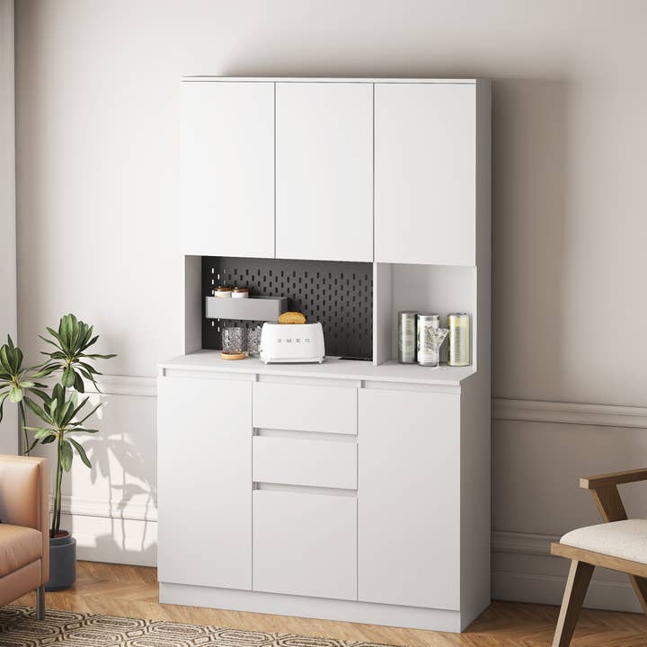 39F Inc. - Wholesale Cabinet - 74" Pantry Cabinet, Charging Station, Microwave Stand