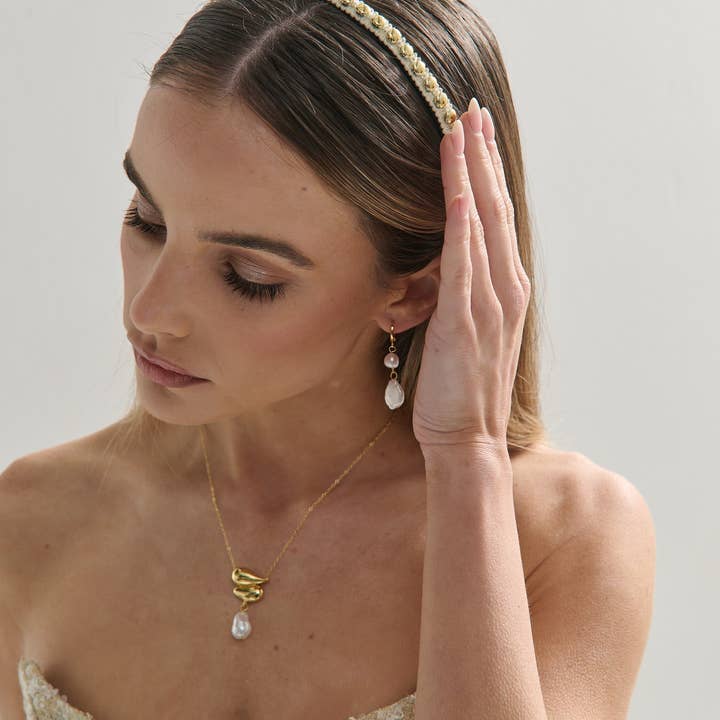 Angels Whisper Accessories - Wholesale Fashion headband – women's - Elaine Stud Skinny Headband in White3