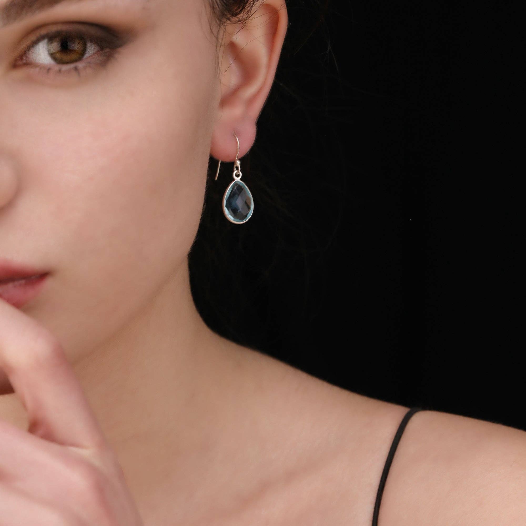 MadamLili – wholesale Dangle earrings – Aqua Topaz drop earrings 925 sterling silver2