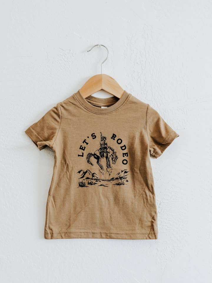 The Montana Scene - Wholesale Screen Printed T-Shirt - Kids - Let's Rodeo Toddler Tee- Coyote Brown