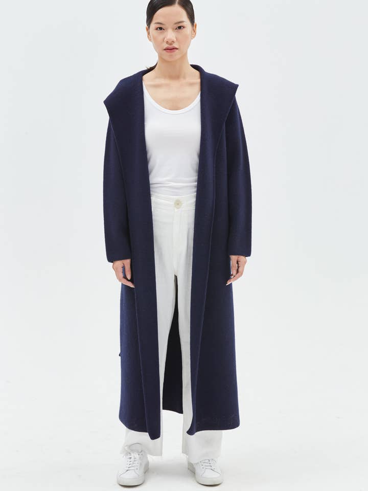 The Hooded Wool Coat with Belt for wholesale by Public Habit