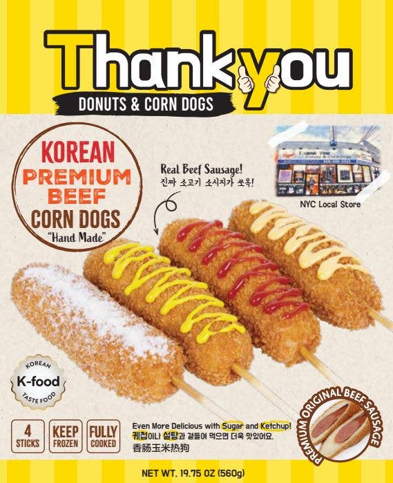THANK YOU DONUTS & CORN DOGS - Wholesale Puffed Snack - Korean Style Beef Sausage Corn Dog (1Pack-4ea)6