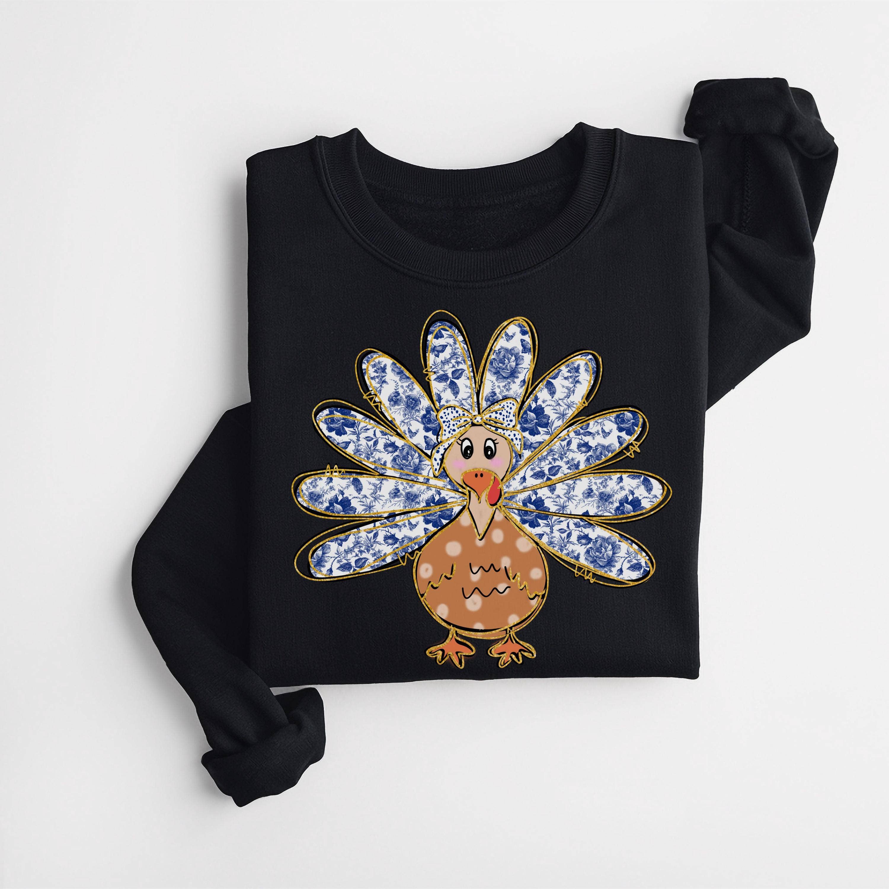 NVC Ecommerce LLC – Großhandel T-Shirt (Grafikdruck) – Damen – Thanksgiving-Türkei-Sweatshirt, Kokettes Truthahnhemd2