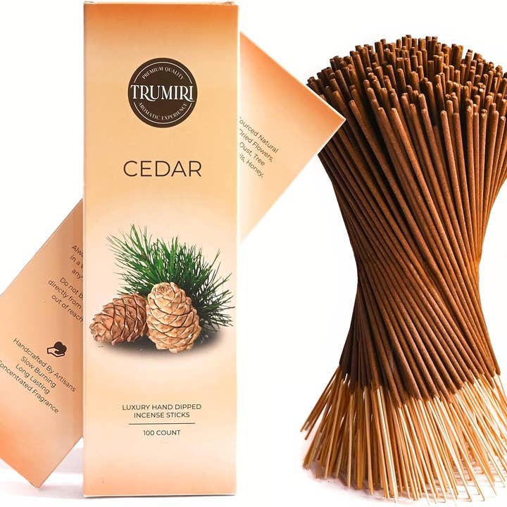 Cedar Incense Sticks- Bulk Pack of 100 Incense Sticks for wholesale by TRUMIRI Incense Candles & Aromatherapy