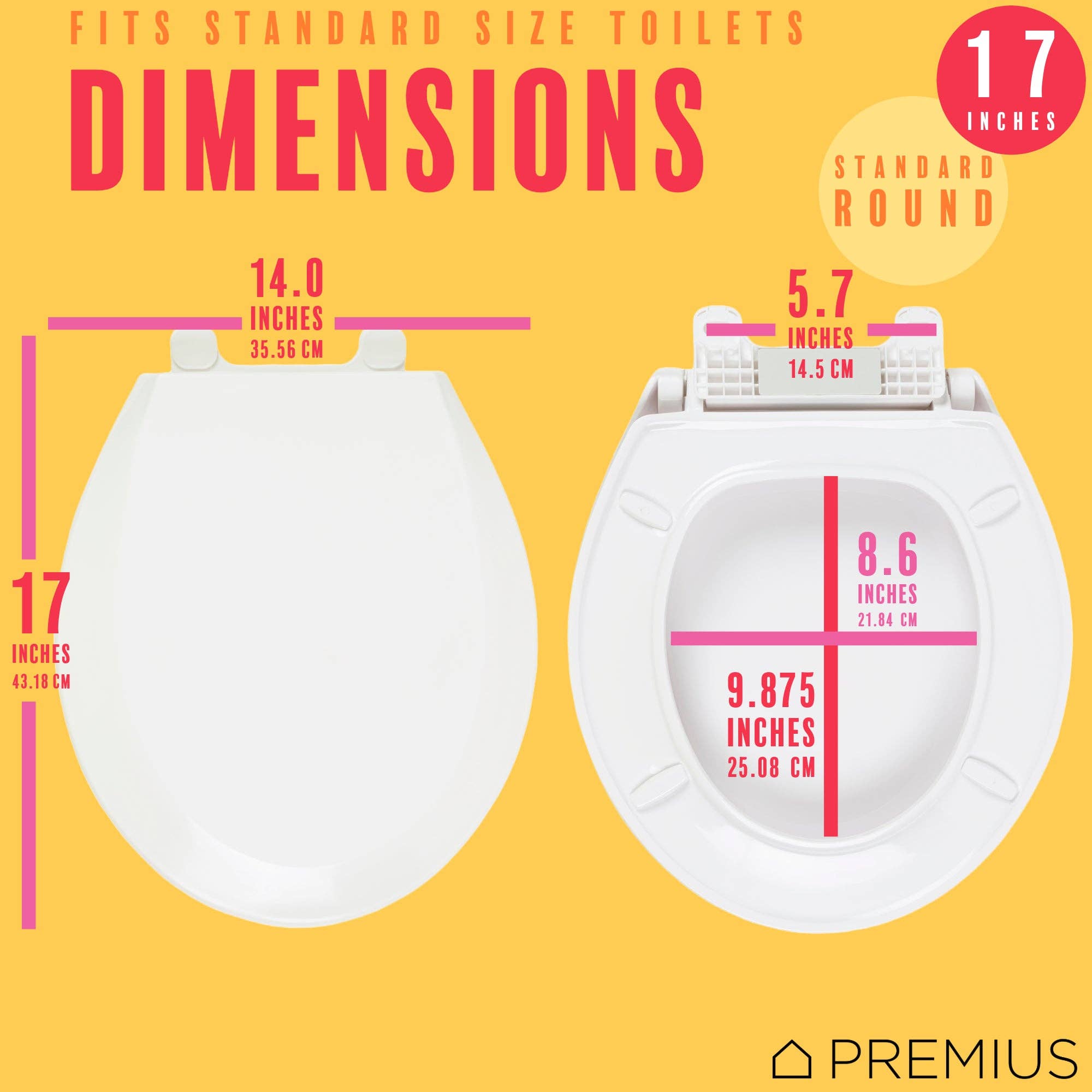 ShopBobbys – wholesale Toilet seat cover – PREMIUS Slow Close Beveled Plastic Toilet Seat, Standard Round, 17 Inches11