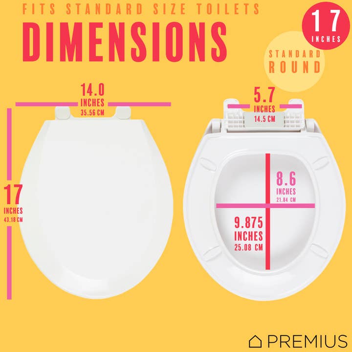 ShopBobbys – wholesale Toilet seat cover – PREMIUS Slow Close Beveled Plastic Toilet Seat, Standard Round, 17 Inches11